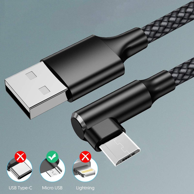 EWUONU كابل ميكرو USB بزاوية 90 درجة [عبوة 2 10 قدم] لجهاز Fire 7 HD8، أجهزة Samsung اللوحية، Galaxy S7 S6 Edge J8 J7، Xbox One، وحدات تحكم PS4، الكاميرا والمزيد - كابل شحن ميكرو USB بزاوية صحيحة - Image 4